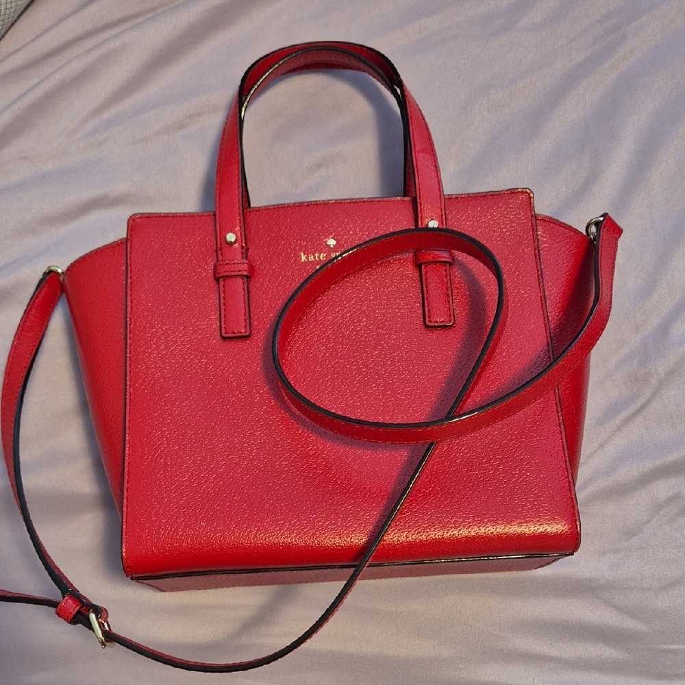 Authentic Kate Spade Red Leather Tote Bag